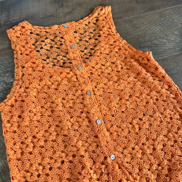 Women's Fever Orange Crochet Knit Tank Top M - Picture 10 of 10